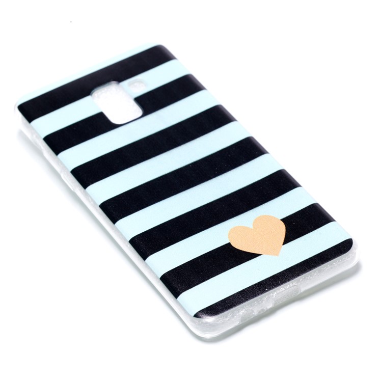 Pattern Printing Soft TPU Cellphone Case for Samsung Galaxy A8+ (2018) - Stripe and Heart-3