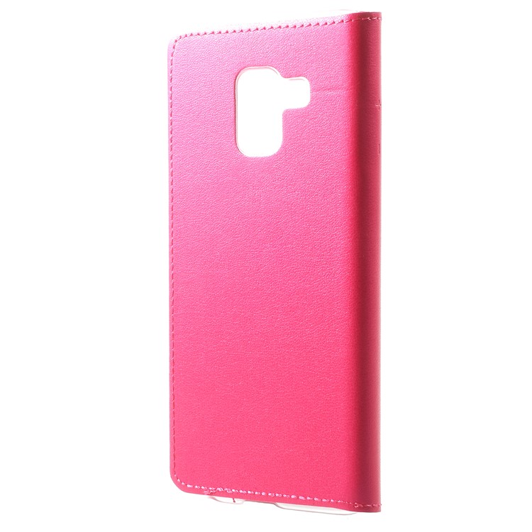 For Samsung Galaxy A8 (2018) View Window Leather Phone Cover - Rose-3