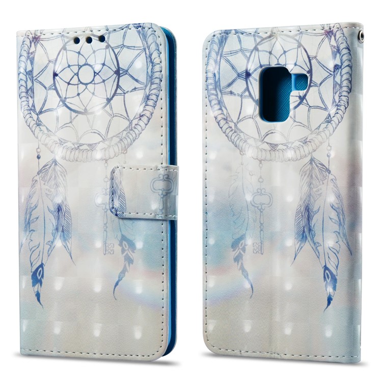 3D Pattern Printing Leather Wallet Stand Shell for Samsung Galaxy A8 (2018) - Dream Catcher-1