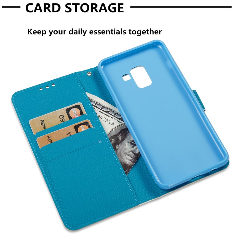 3D Pattern Printing Leather Wallet Stand Shell for Samsung Galaxy A8 (2018) - Dream Catcher-2