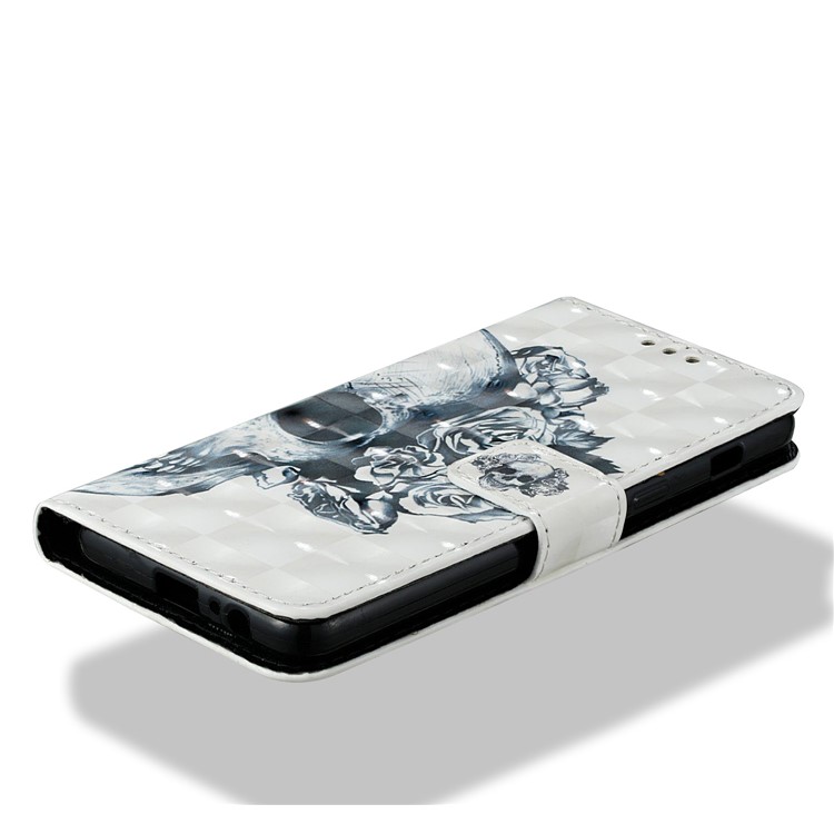 3D Pattern Printing Leather Wallet Mobile Case for Samsung Galaxy A8 (2018) - Flowered Skull-6