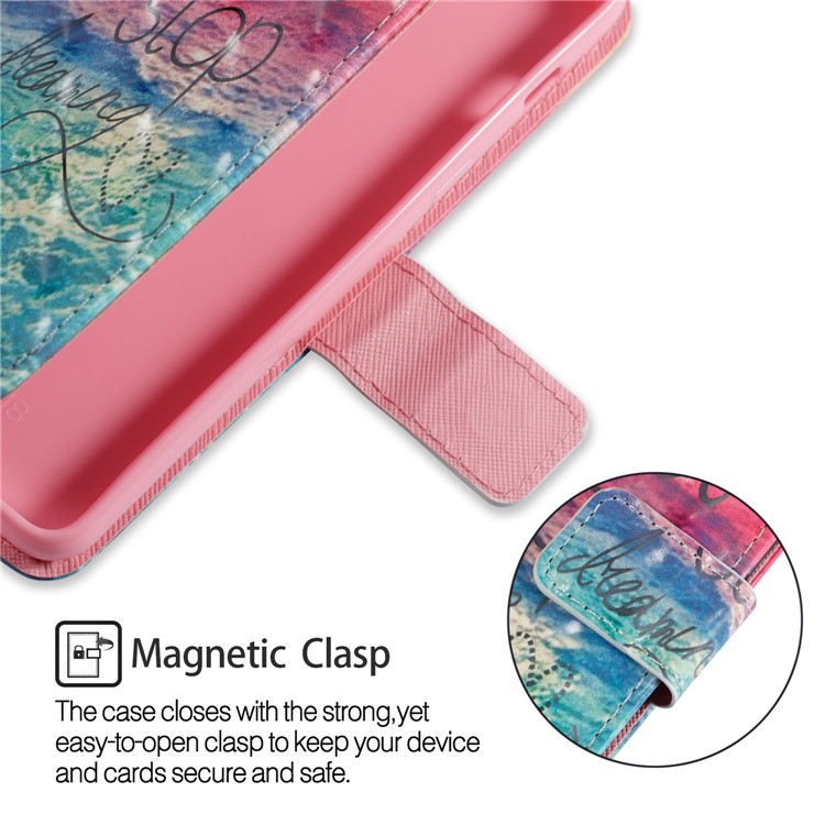 3D Patterned Leather Wallet Stand Mobile Cover for Samsung Galaxy A8 (2018) - Never Stop Dreaming-4