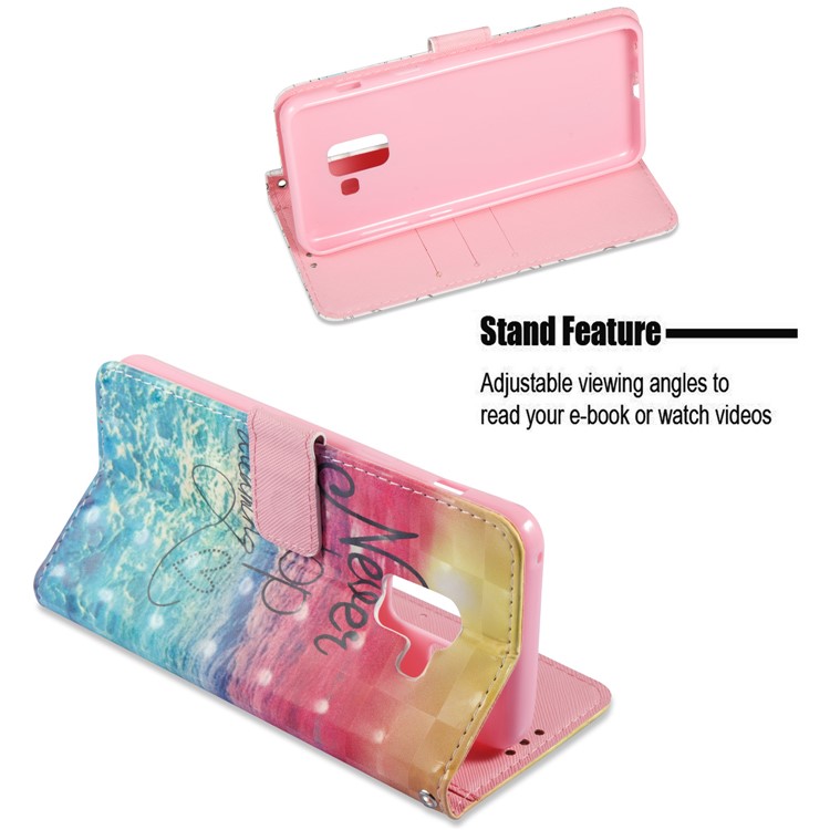 3D Patterned Leather Wallet Stand Mobile Cover for Samsung Galaxy A8 (2018) - Never Stop Dreaming-7