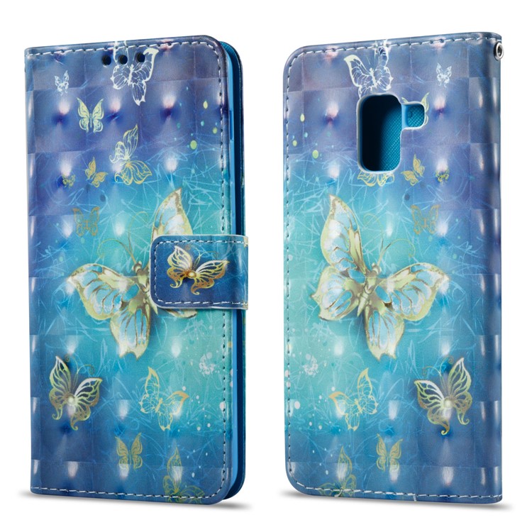 3D Pattern Printing Flip Leather Mobile Shell for Samsung Galaxy A8 (2018) - Butterfly-1
