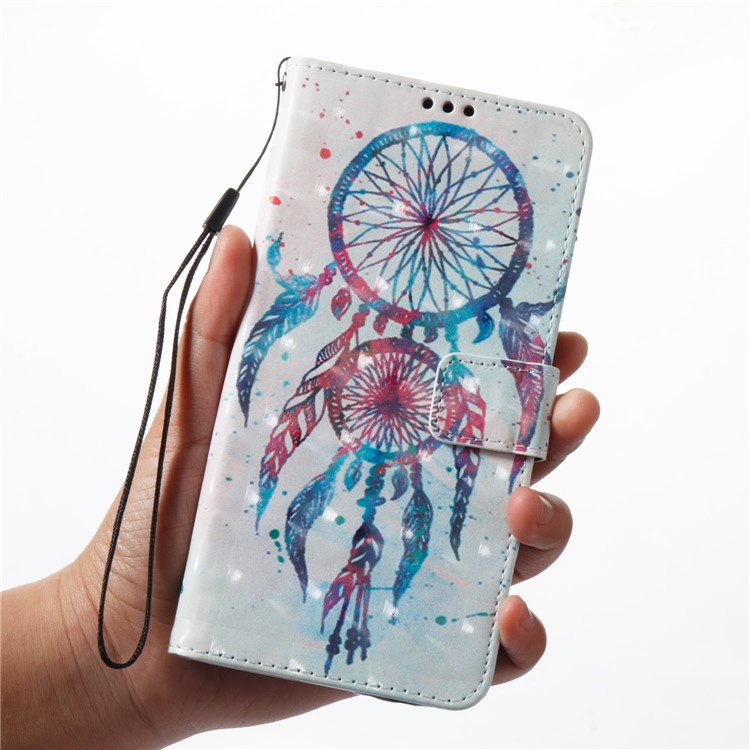 3D Pattern Printing Leather Wallet Phone Case for Samsung Galaxy A8 (2018) - Feather Dream Catcher-3