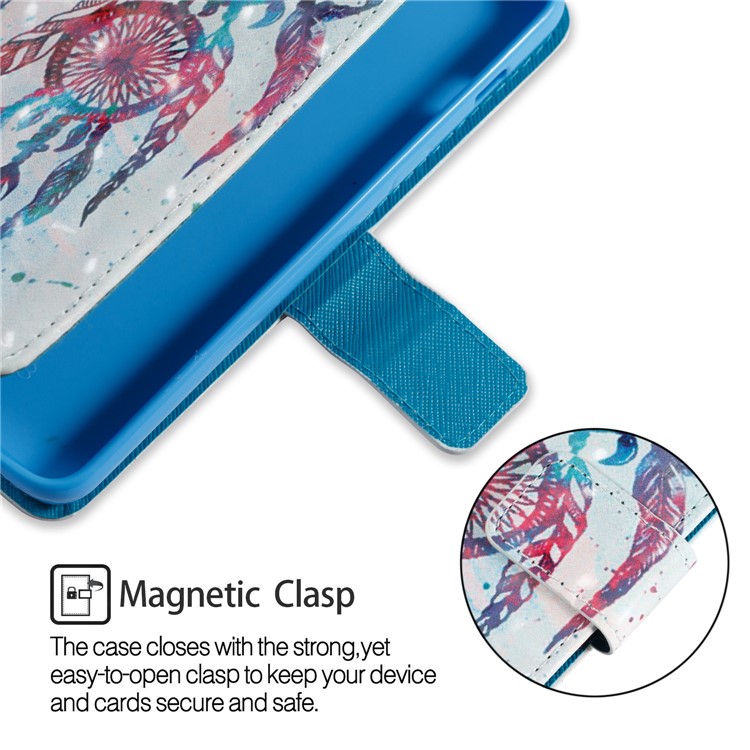 3D Pattern Printing Leather Wallet Phone Case for Samsung Galaxy A8 (2018) - Feather Dream Catcher-4