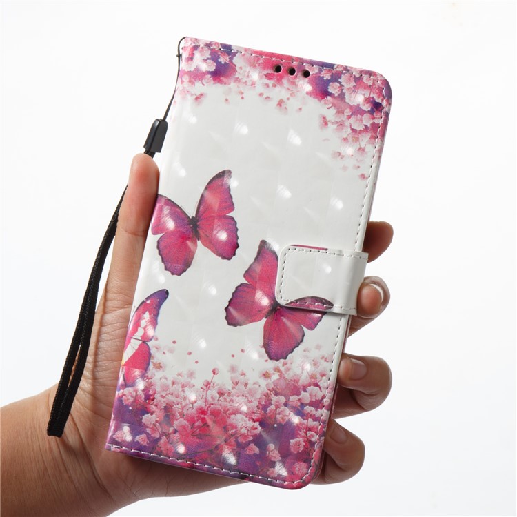 3D Pattern Printing Leather Protective Shell Case for Samsung Galaxy A8 (2018) - Butterfly and Flower-3