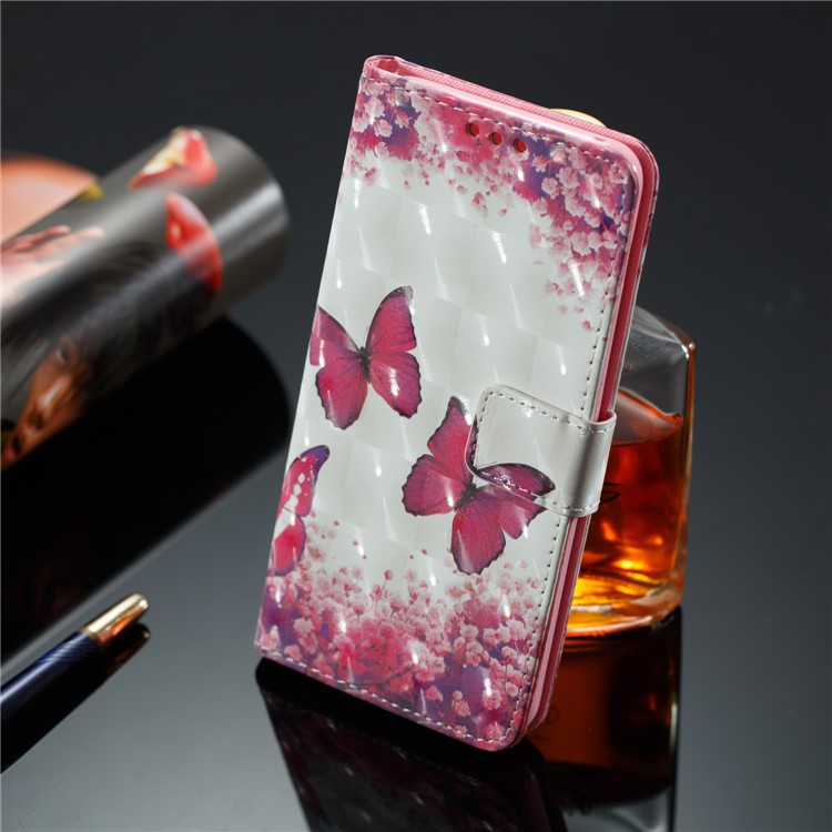 3D Pattern Printing Leather Protective Shell Case for Samsung Galaxy A8 (2018) - Butterfly and Flower-4