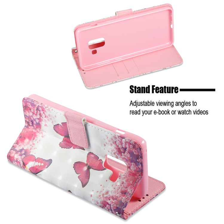 3D Pattern Printing Leather Protective Shell Case for Samsung Galaxy A8 (2018) - Butterfly and Flower-7