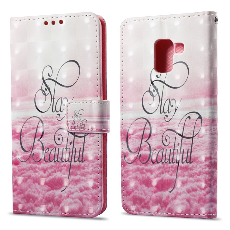 3D Patterned Card Holder PU Leather Case for Samsung Galaxy A8 (2018) - Stay Beautiful-1