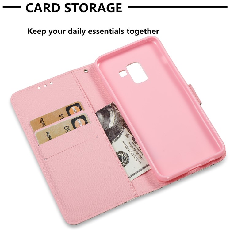 3D Patterned Card Holder PU Leather Case for Samsung Galaxy A8 (2018) - Stay Beautiful-2