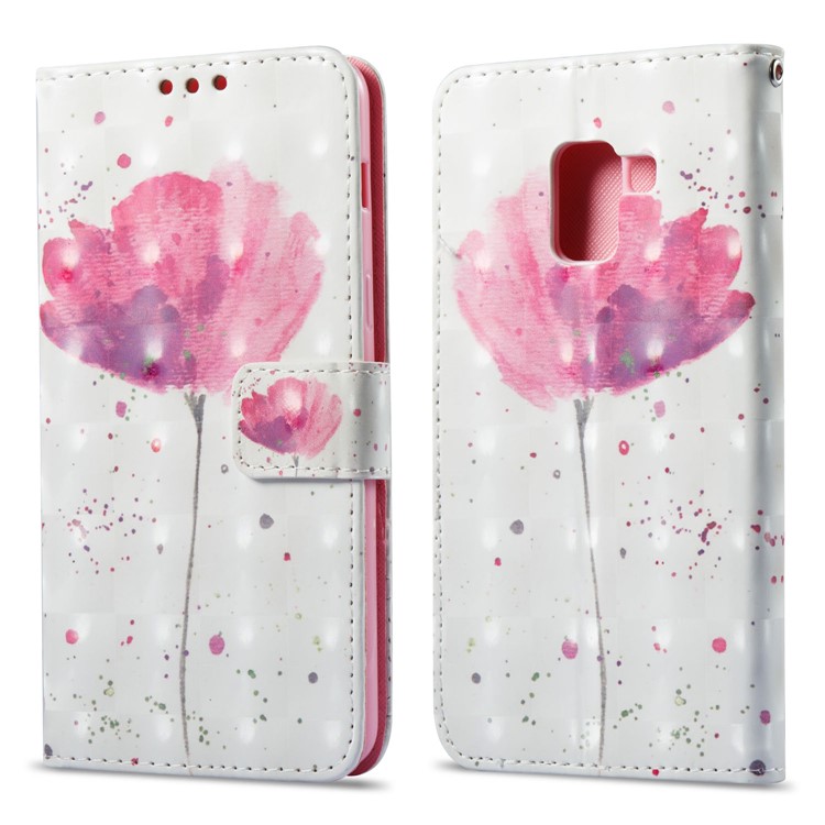 3D Pattern Printing Leather Cover Protector for Samsung Galaxy A8 (2018) - Flower-1