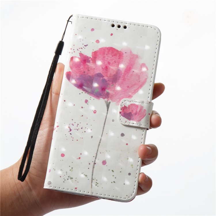 3D Pattern Printing Leather Cover Protector for Samsung Galaxy A8 (2018) - Flower-3