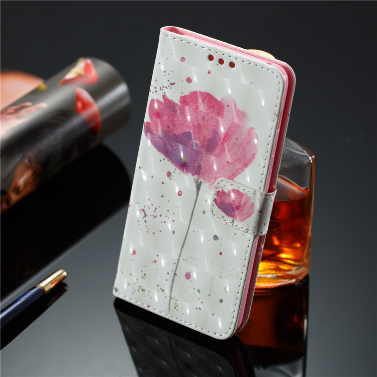 3D Pattern Printing Leather Cover Protector for Samsung Galaxy A8 (2018) - Flower-5