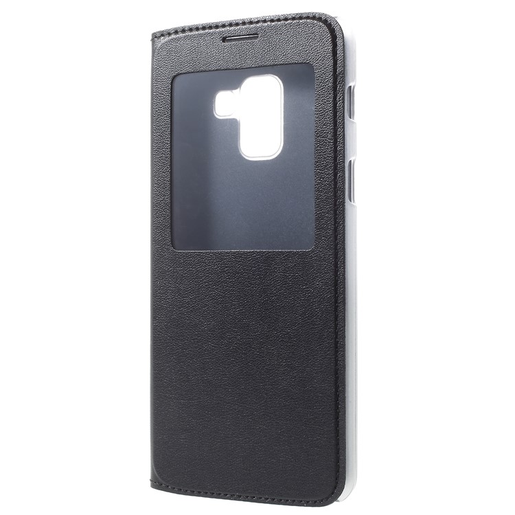 Flip Leather Phone Case with View Window for Samsung Galaxy A8 Plus (2018) - Black-2