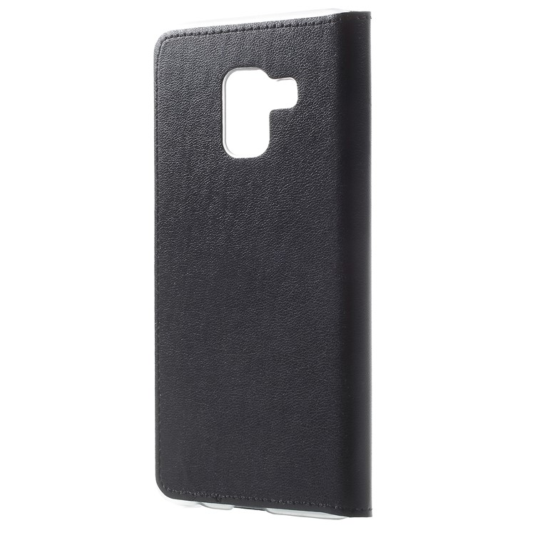 Flip Leather Phone Case with View Window for Samsung Galaxy A8 Plus (2018) - Black-3