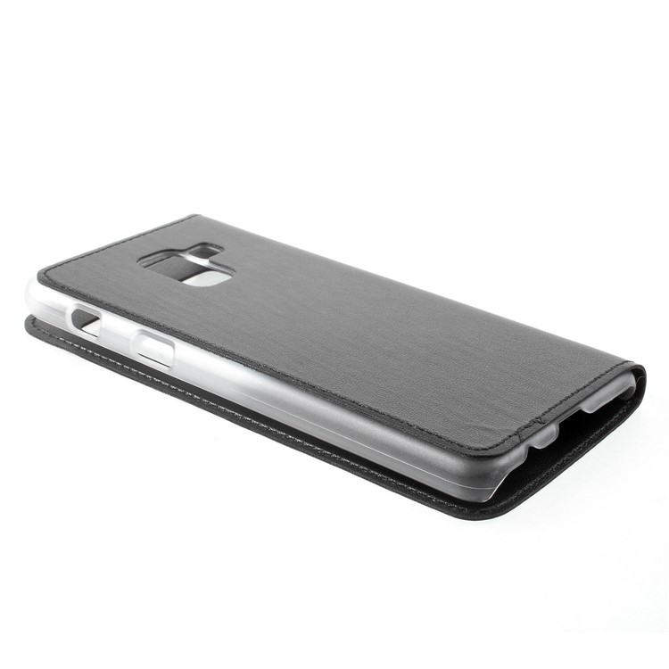 Flip Leather Phone Case with View Window for Samsung Galaxy A8 Plus (2018) - Black-4
