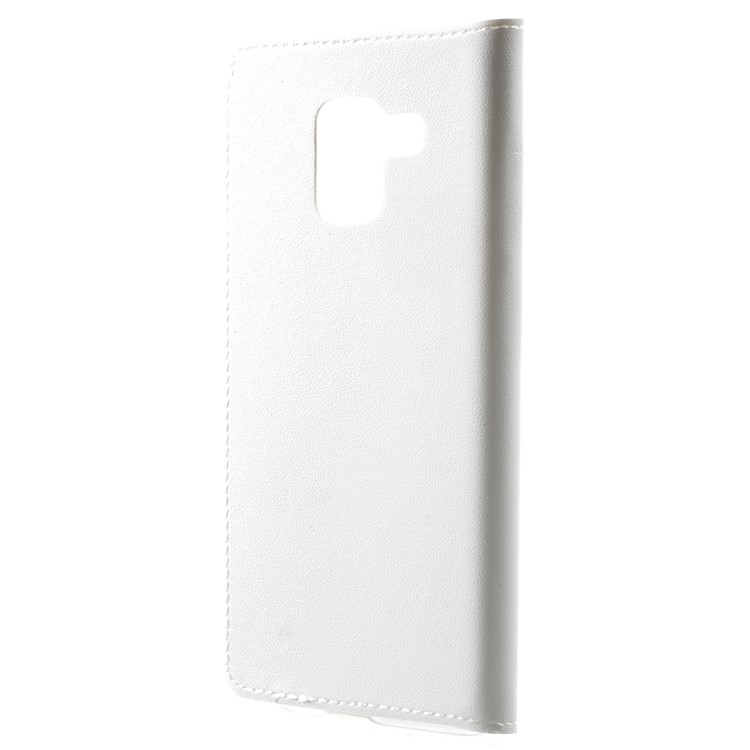 Flip Leather Phone Shell with View Window for Samsung Galaxy A8+ (2018) - White-2