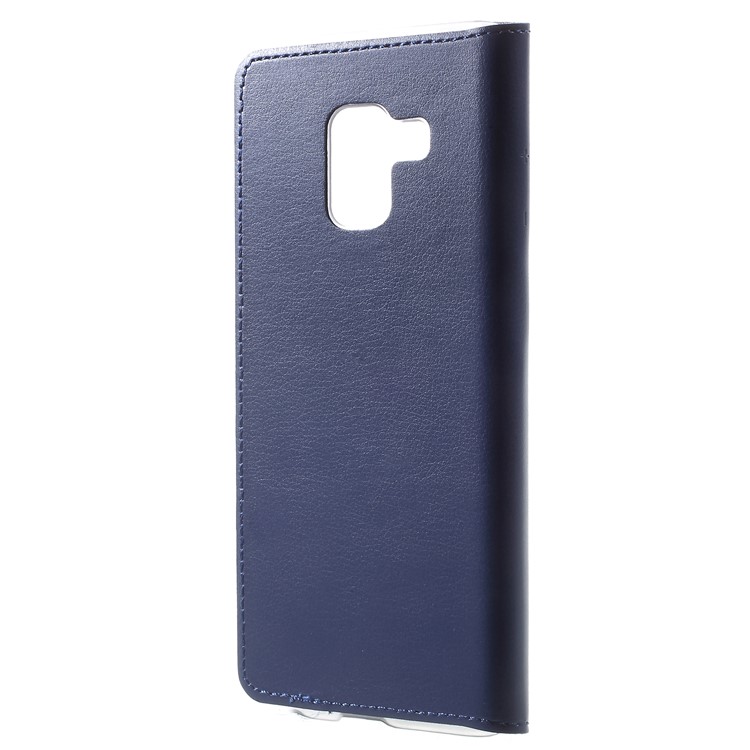Flip Leather Phone Protection Shell with View Window for Samsung Galaxy A8 Plus (2018) - Dark Blue-3