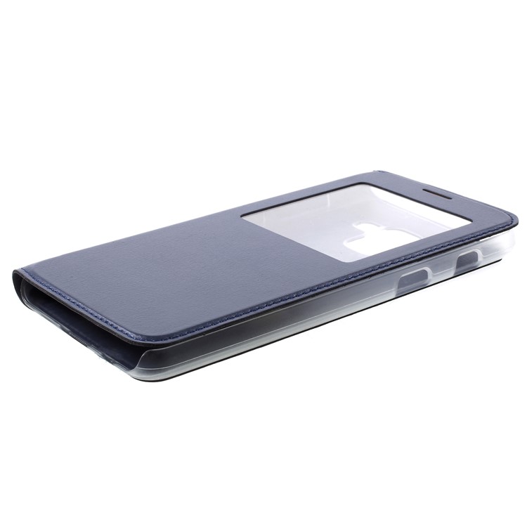 Flip Leather Phone Protection Shell with View Window for Samsung Galaxy A8 Plus (2018) - Dark Blue-4
