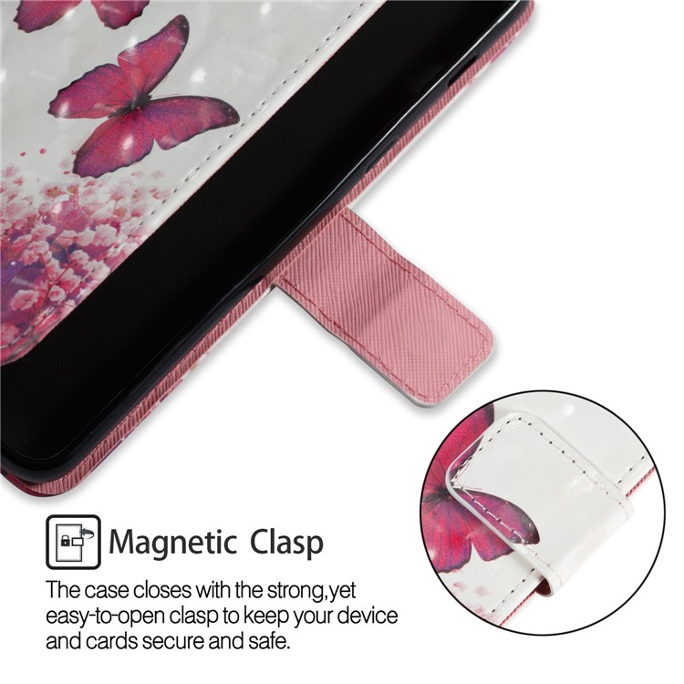 Pattern Printing Light Spot Decor Leather Stand Protective Phone Case for Samsung Galaxy A8+ (2018) - Red Butterfly-3