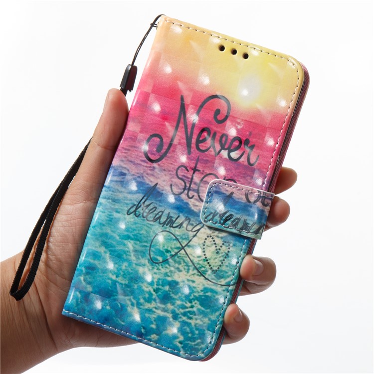 Pattern Printing Light Spot Decor Leather Stand Protective Cell Phone Shell for Samsung Galaxy A8+ (2018) - Never Stop Dreaming-2