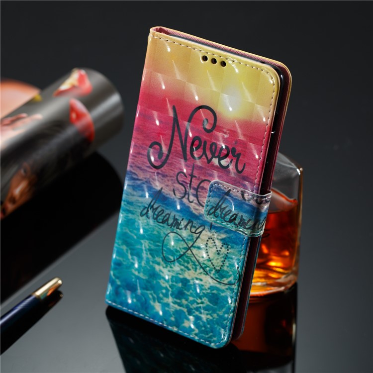 Pattern Printing Light Spot Decor Leather Stand Protective Cell Phone Shell for Samsung Galaxy A8+ (2018) - Never Stop Dreaming-4