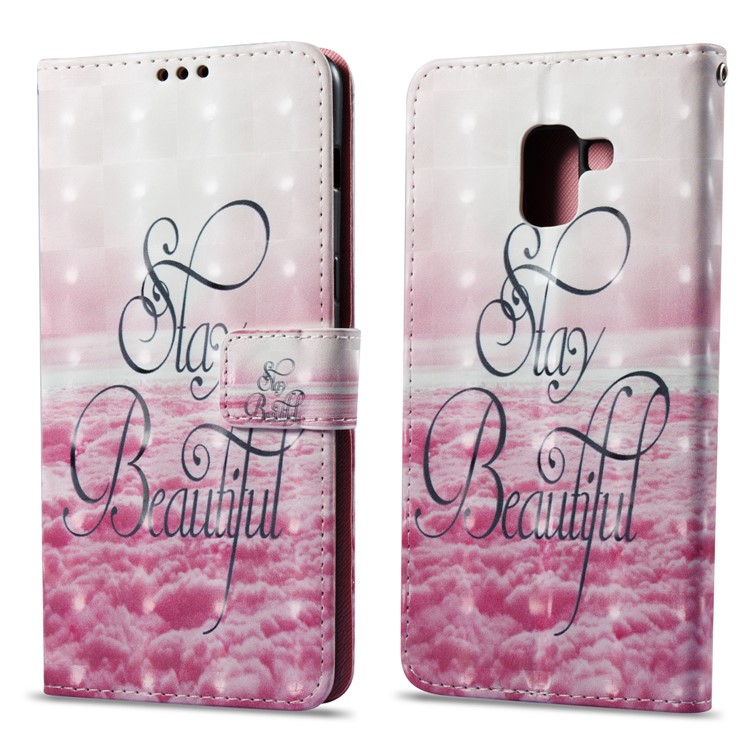 Pattern Printing Light Spot Decor Leather Stand Protective Cell Phone Cover for Samsung Galaxy A8+ (2018) - Stay Beautiful-1