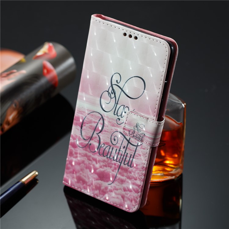 Pattern Printing Light Spot Decor Leather Stand Protective Cell Phone Cover for Samsung Galaxy A8+ (2018) - Stay Beautiful-4