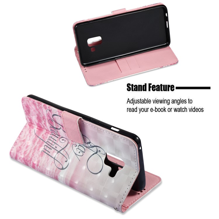 Pattern Printing Light Spot Decor Leather Stand Protective Cell Phone Cover for Samsung Galaxy A8+ (2018) - Stay Beautiful-6
