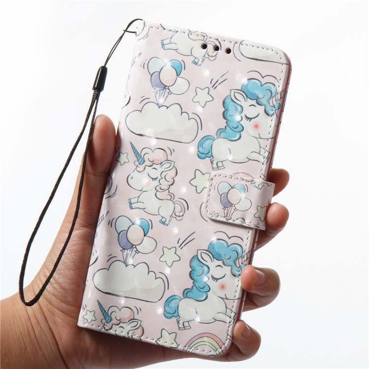 Pattern Printing Light Spot Decor Leather Stand Protective Shell for Samsung Galaxy A8+ (2018) - Cute Unicorns-2