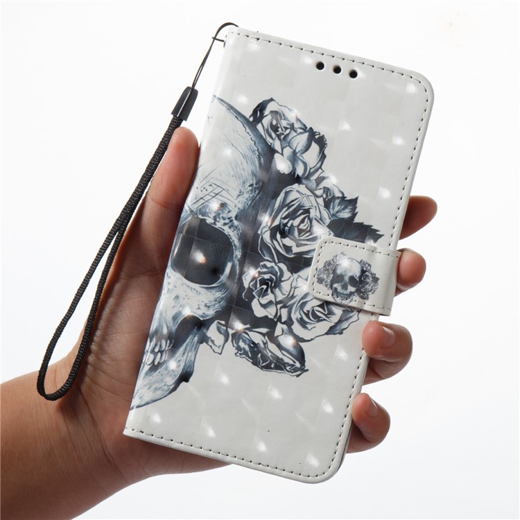 Pattern Printing Light Spot Decor Leather Stand Protective Case for Samsung Galaxy A8+ (2018) - Rose Skull-2