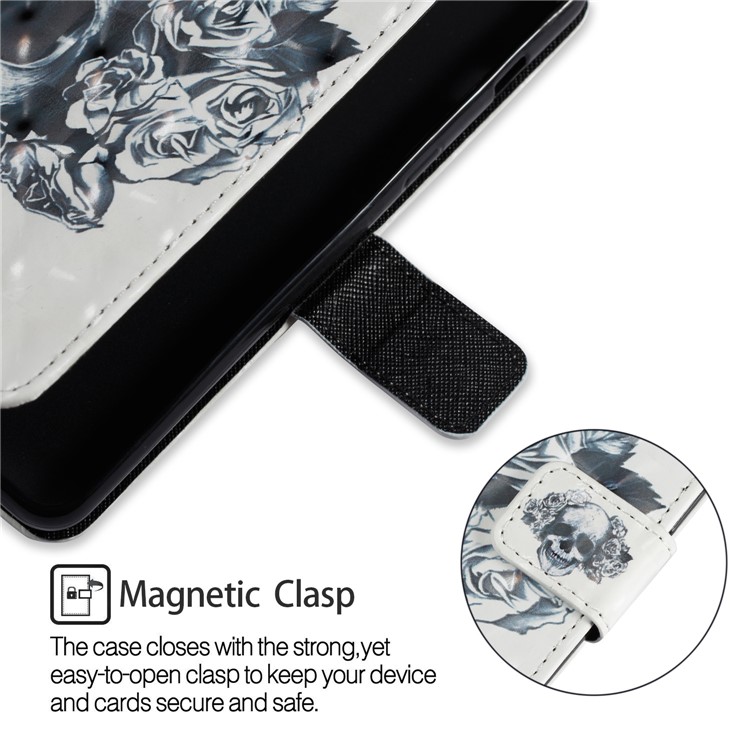 Pattern Printing Light Spot Decor Leather Stand Protective Case for Samsung Galaxy A8+ (2018) - Rose Skull-3