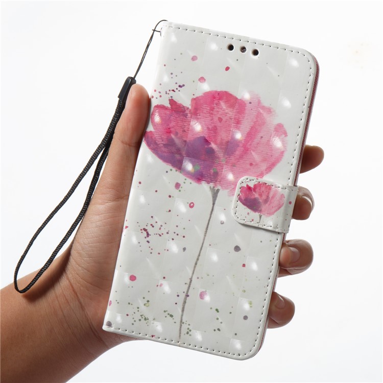 Pattern Printing Light Spot Decor Leather Stand Protective Cover for Samsung Galaxy A8+ (2018) - Pink Flower-3