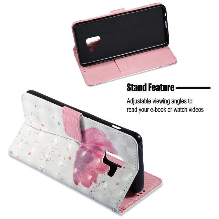 Pattern Printing Light Spot Decor Leather Stand Protective Cover for Samsung Galaxy A8+ (2018) - Pink Flower-7