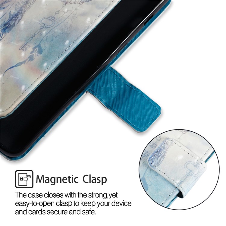 Pattern Printing Light Spot Decor Leather Stand Protective Casing for Samsung Galaxy A8+ (2018) - Dream Catcher and Feather-4