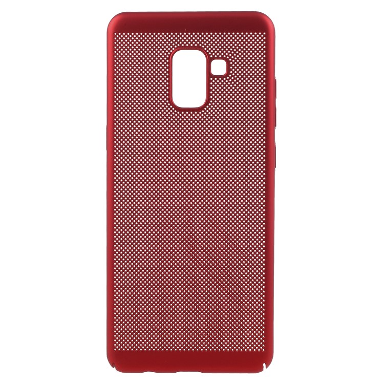 Hollow Mesh Heat Dissipation PC Shell for Samsung Galaxy A8+ (2018) - Red-1