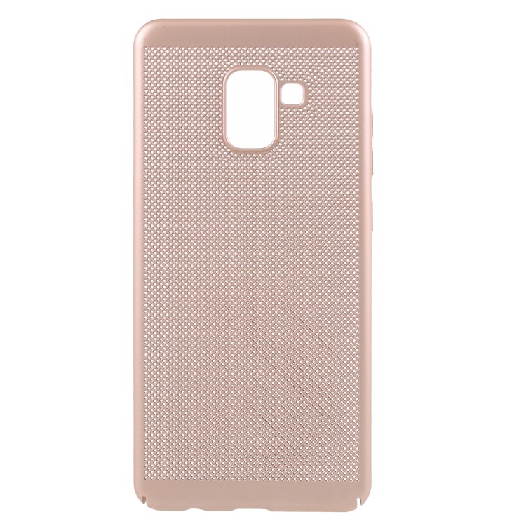 Hollow Mesh Heat Dissipation PC Mobile Phone Case for Samsung Galaxy A8+ (2018) - Gold-1