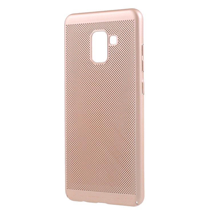 Hollow Mesh Heat Dissipation PC Mobile Phone Case for Samsung Galaxy A8+ (2018) - Gold-2