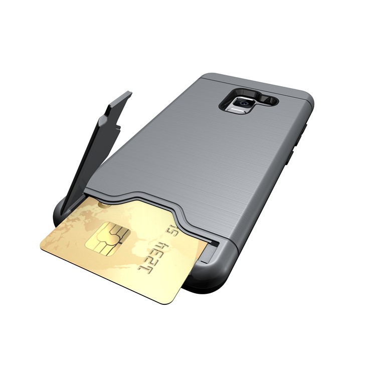 Brushed PC + TPU Combo Casing with Kickstand for Samsung Galaxy A8 (2018) - Grey-6