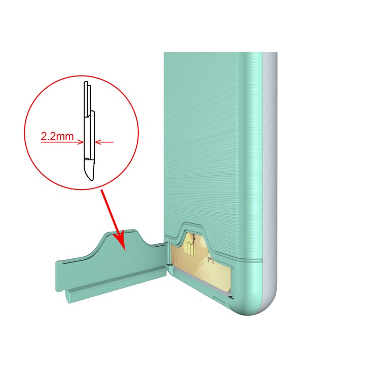 For Samsung Galaxy A8 (2018) Brushed PC + TPU Hybrid Card Slot Casing Accessory with Kickstand - Cyan-7