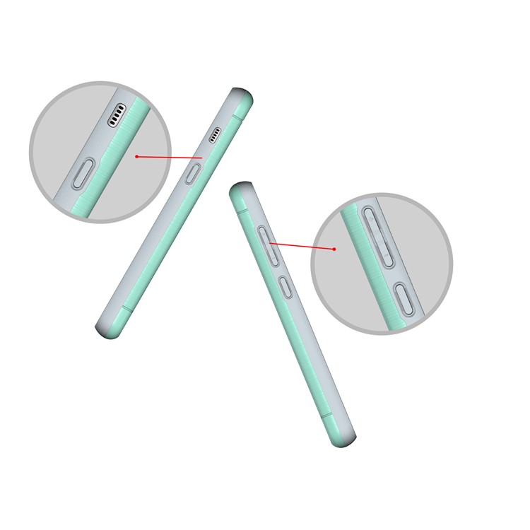 For Samsung Galaxy A8 (2018) Brushed PC + TPU Hybrid Card Slot Casing Accessory with Kickstand - Cyan-9