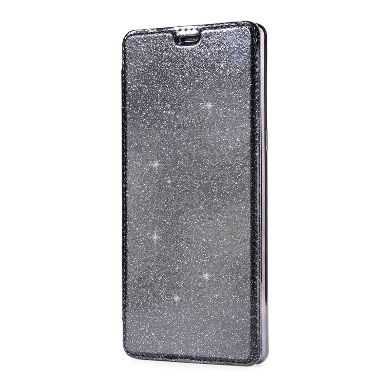 Plated TPU Case + Glittery Powder PU Leather Card Holder Case for Samsung Galaxy Note 8 N950- Black-2