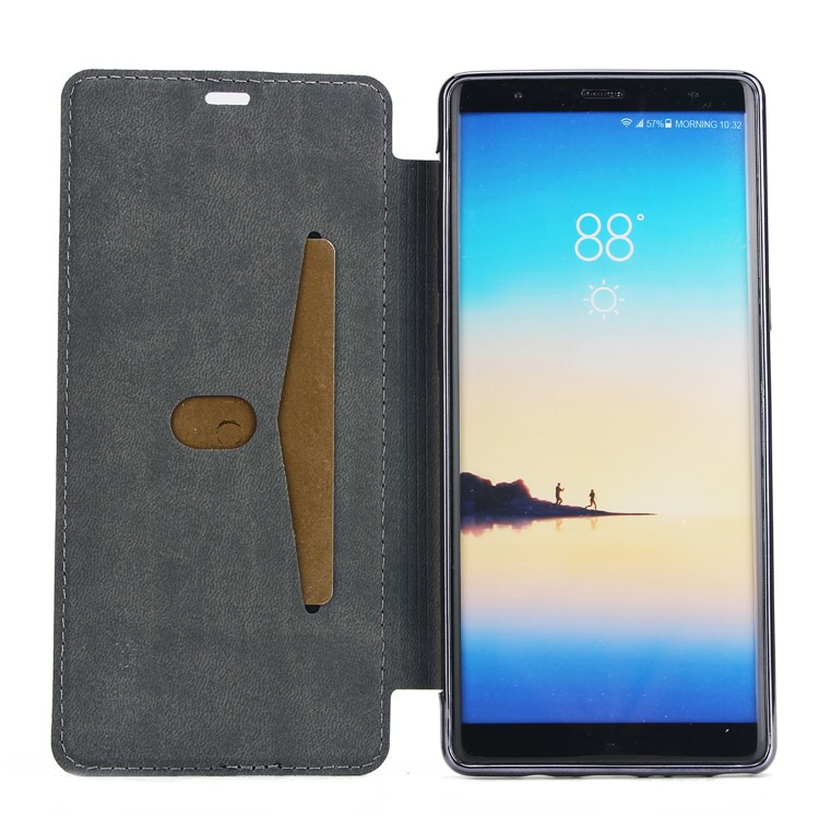 Plated TPU Case + Glittery Powder PU Leather Card Holder Case for Samsung Galaxy Note 8 N950- Black-4
