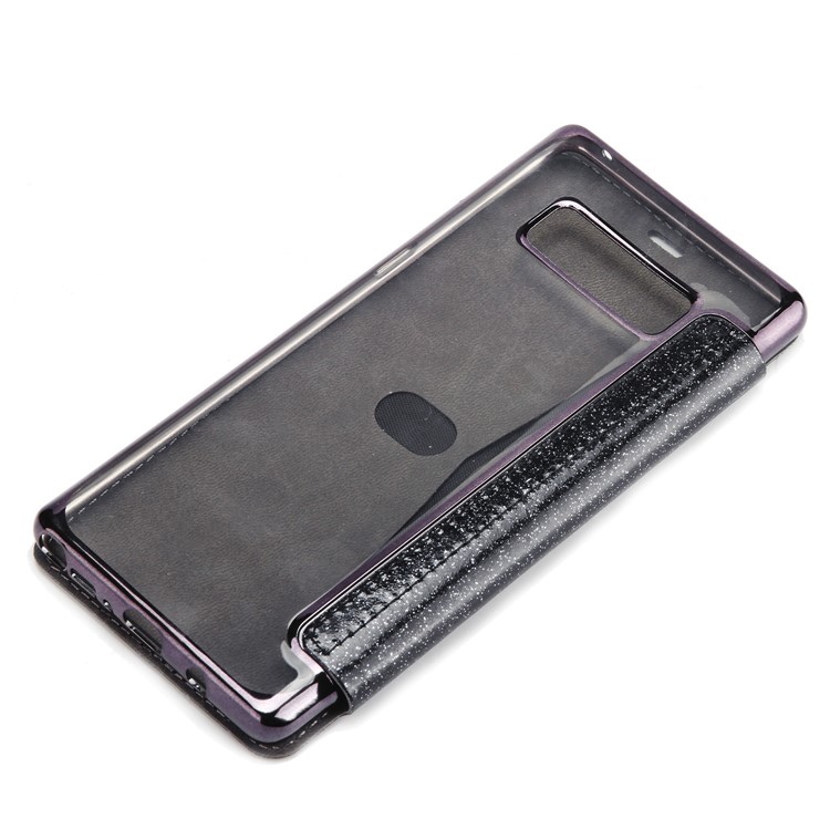 Plated TPU Case + Glittery Powder PU Leather Card Holder Case for Samsung Galaxy Note 8 N950- Black-5