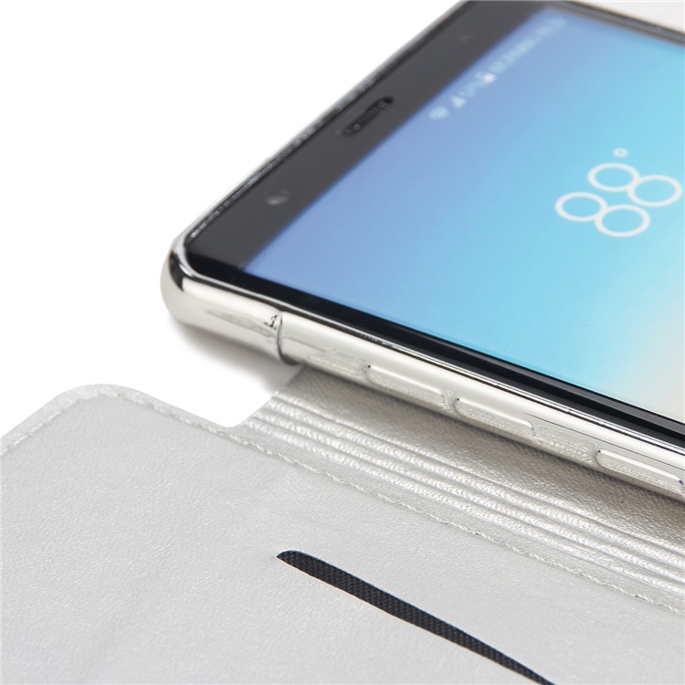 Plated TPU Case + Glittery Powder PU Leather Card Holder Cover for Samsung Galaxy Note 8 N950- Silver-6