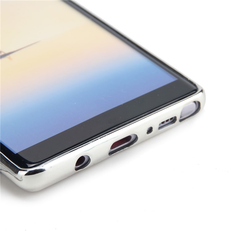Plated TPU Case + Glittery Powder PU Leather Card Holder Cover for Samsung Galaxy Note 8 N950- Silver-7