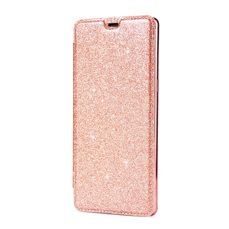 Plated TPU Case + Glittery Powder PU Leather Card Slot Phone Shell for Samsung Galaxy Note 8 N950- Rose Gold-2