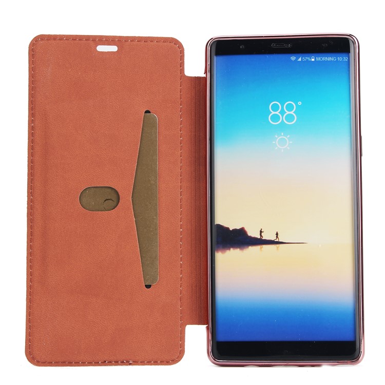 Plated TPU Case + Glittery Powder PU Leather Card Slot Phone Shell for Samsung Galaxy Note 8 N950- Rose Gold-4
