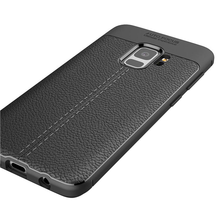 Litchi Skin TPU Protección Contra la Cubierta Posterior Para Samsung Galaxy S9 - Negro